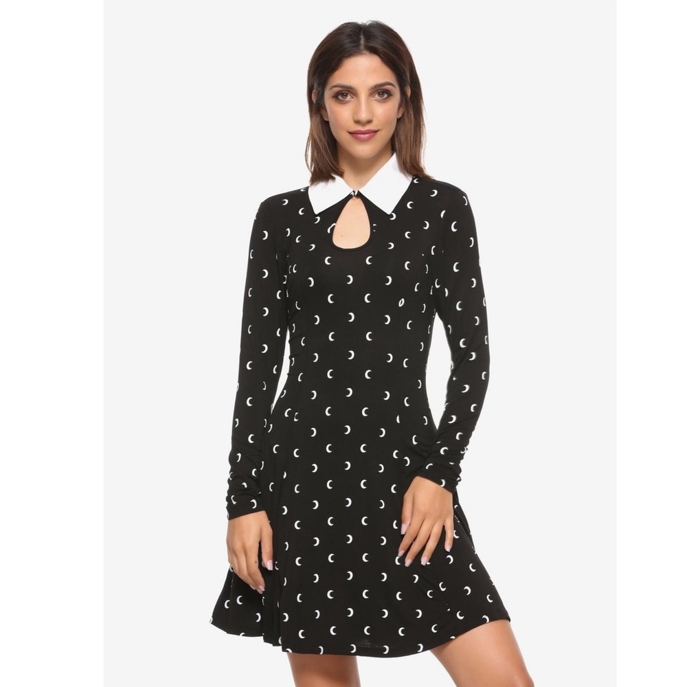 HOT TOPIC Crescent Moon Fit & Flare Dress S Gothic Halloween Costume Celestial
